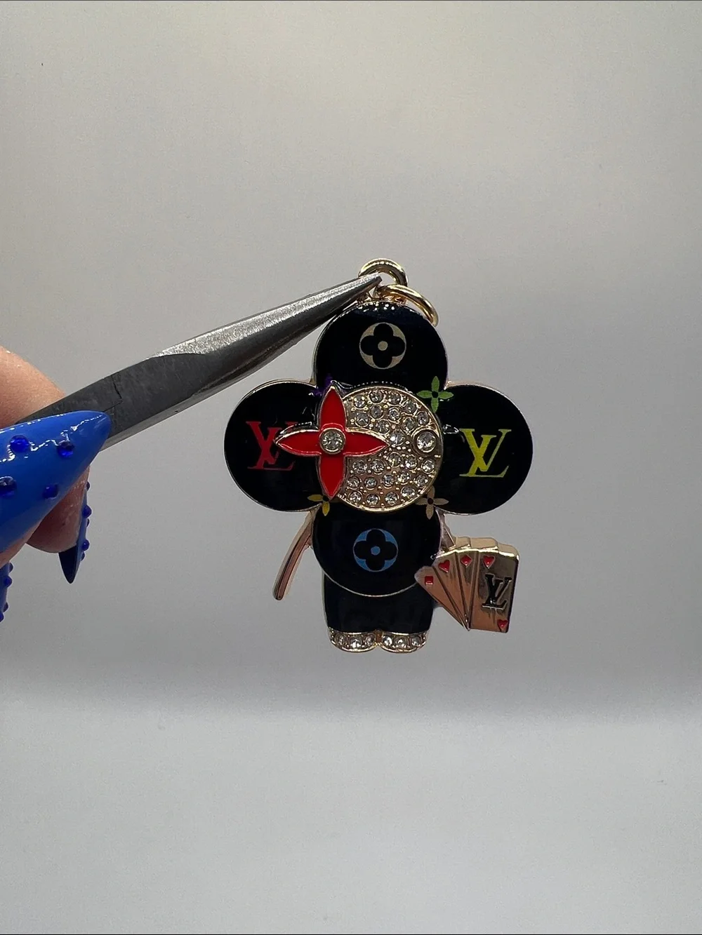 1436. Black Multicolor Monogram Flower Charm Key Holder